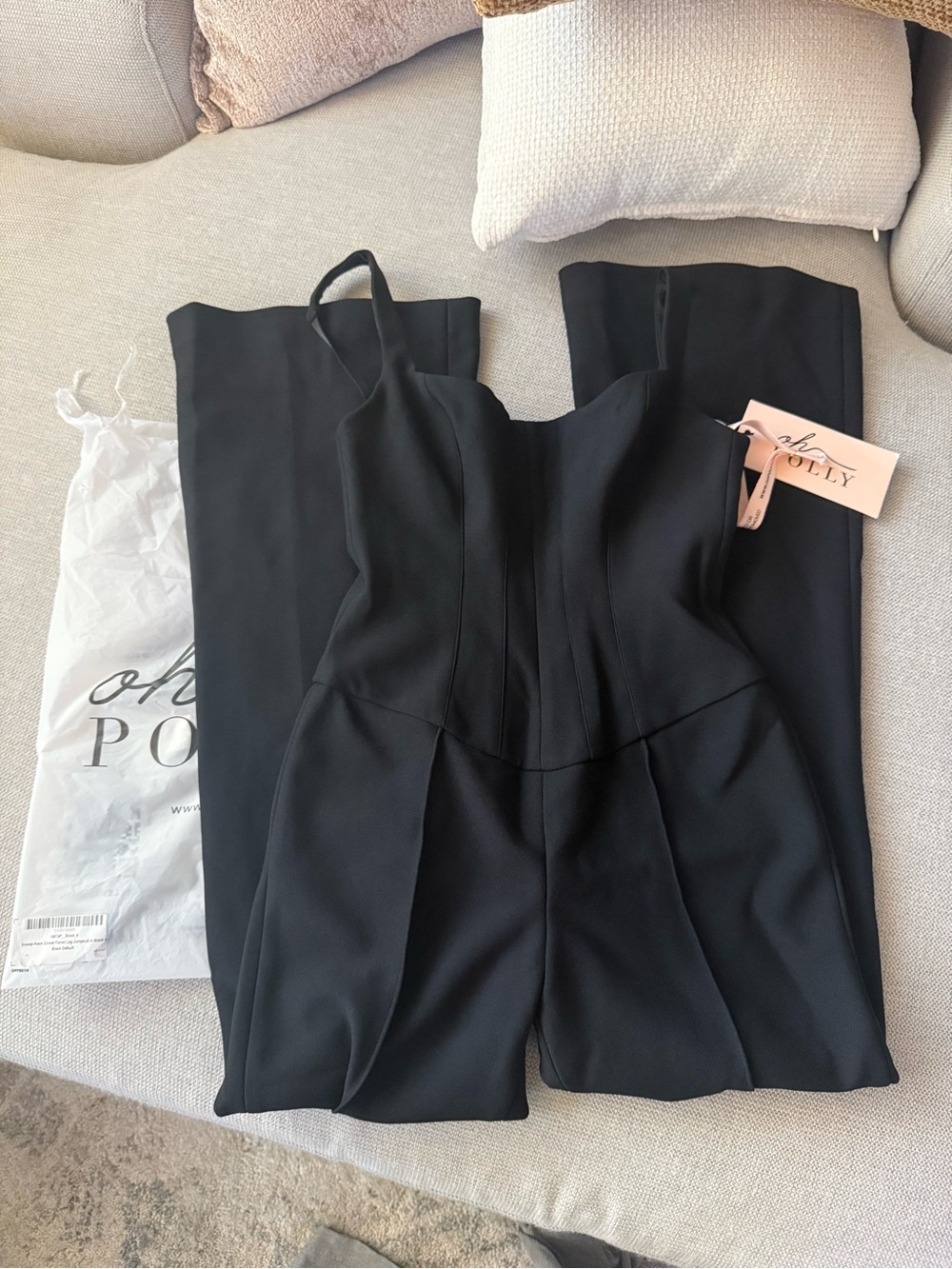 Oh Polly Black Strapless Structured Jumpsuit